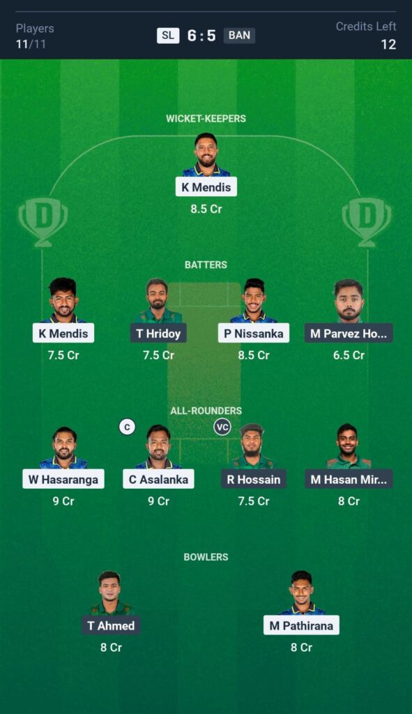 BANVsSL-1stT20I-FantasyTeam